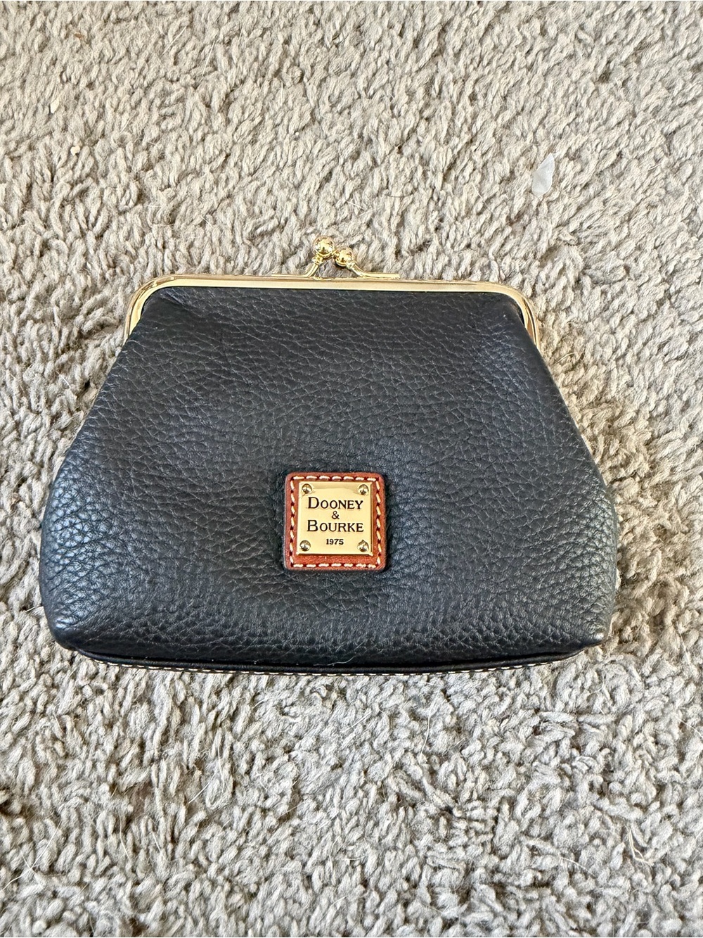 Dooney & Bourke Black Pebbled Leather Kiss-Lock Cosmetic Pouch